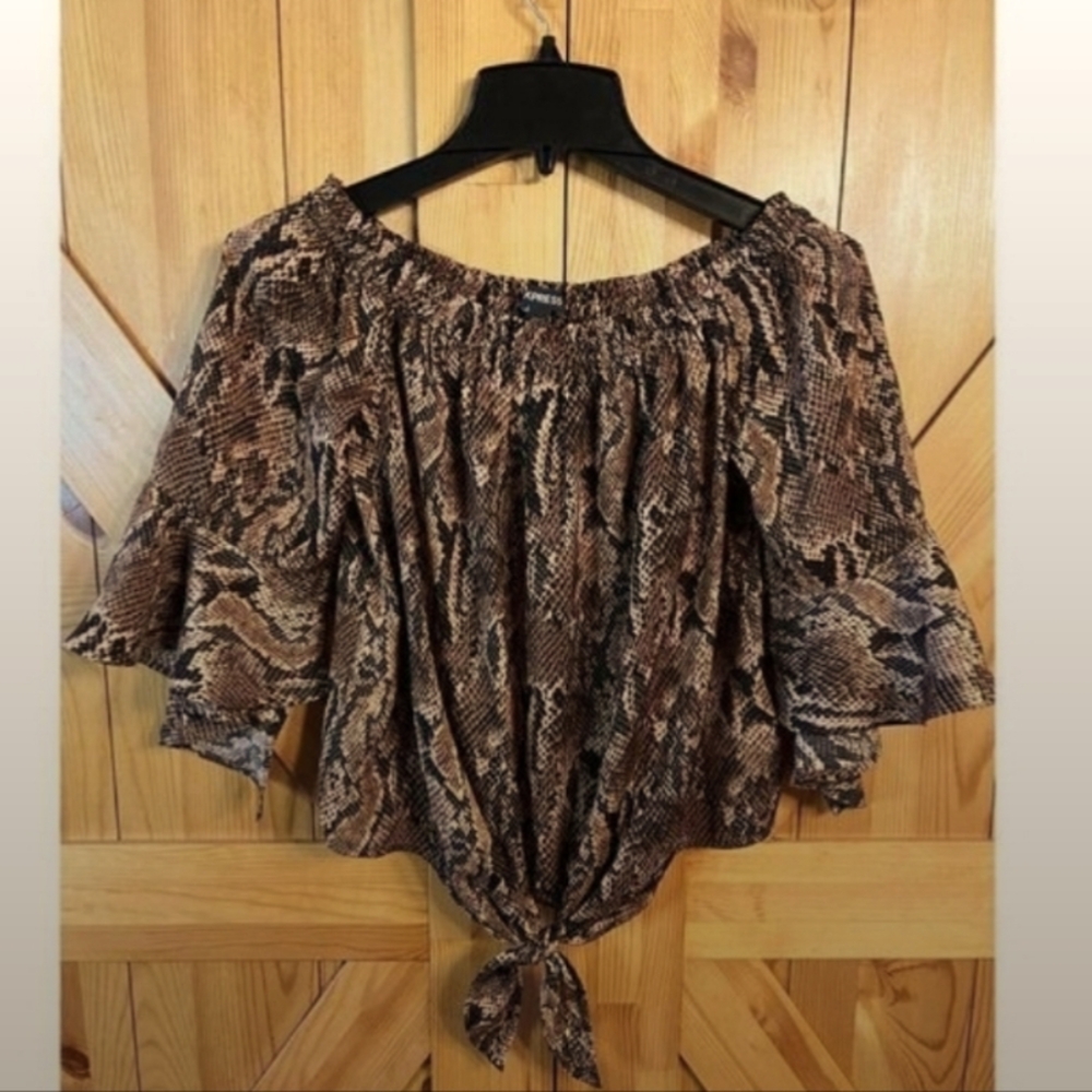 Snake Print Off-Shoulder Top